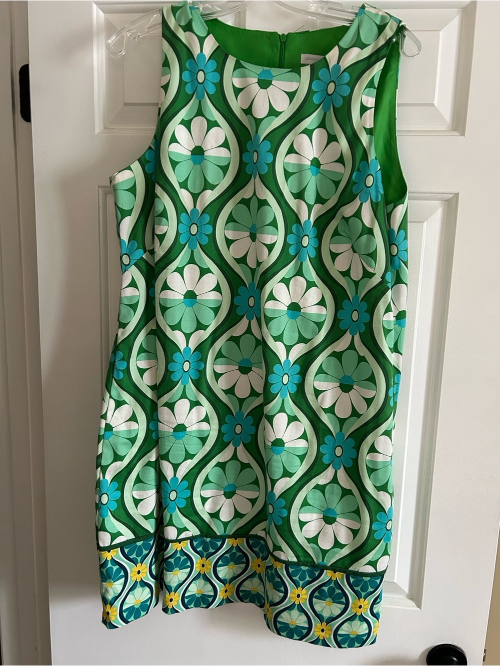 London Times Bright Green Floral Shift Dress- SZ 14